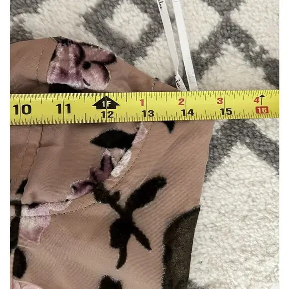 LULUS Chelisa Beige Velvet Floral Ruffled Bustier Strapless Maxi Dress Sz S NWT - Picture 13 of 14